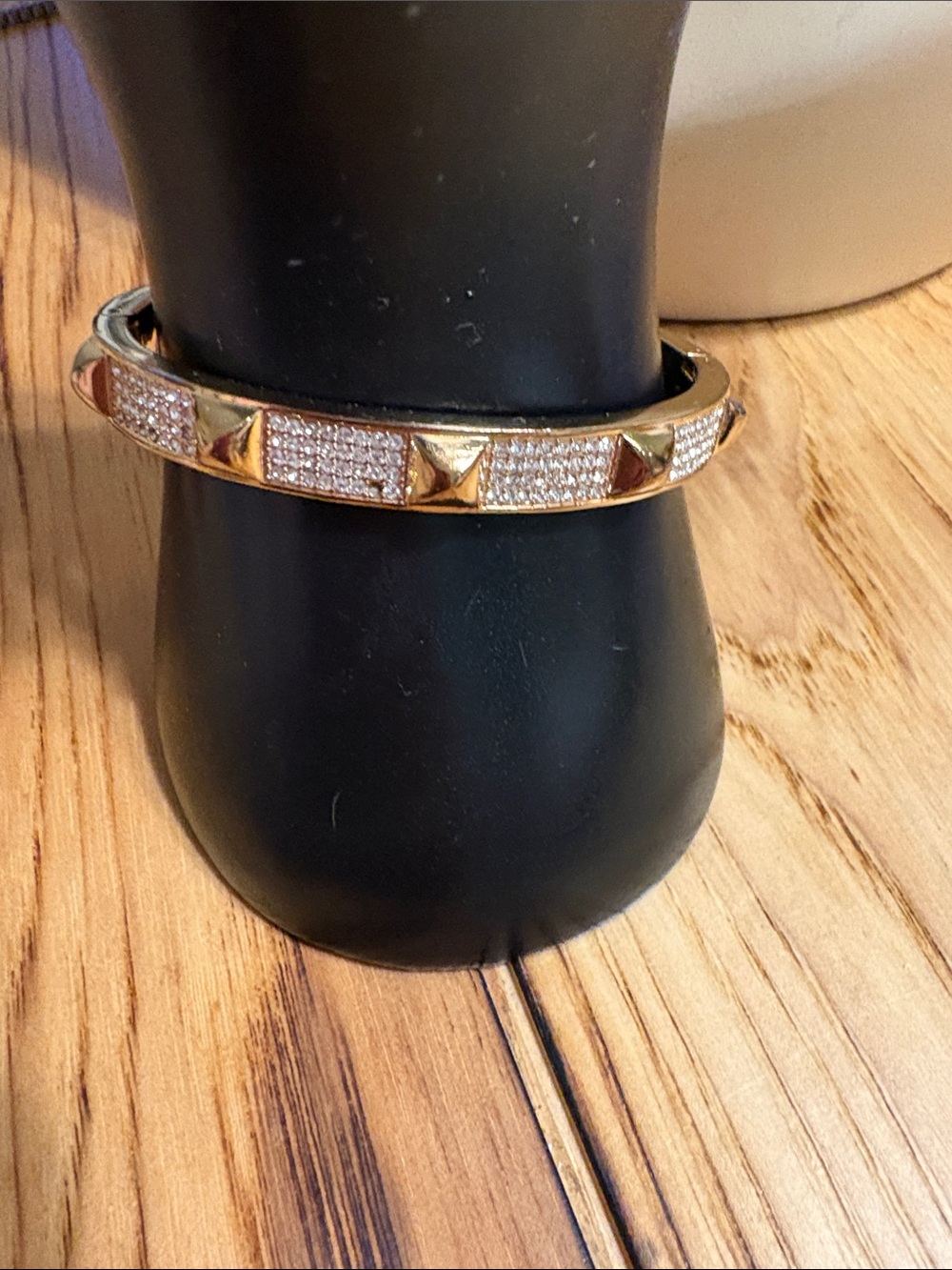 Michael Kors Gold Pyramid Stud Pave Bangle Bracelet - Women's Fashion Jewelry.